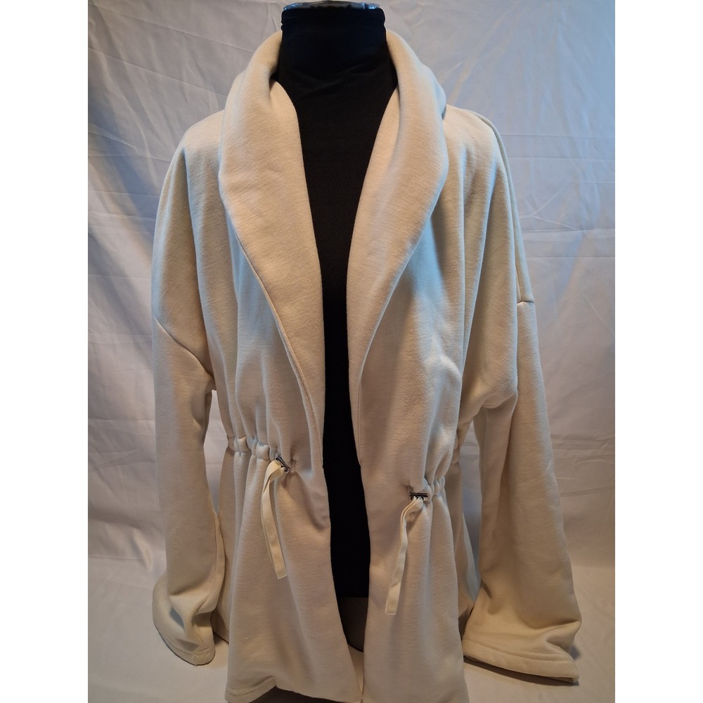 Fabletics Sage Coat Oatmeal Fleece Shawl Collar Cinch Waist OW1723541 L